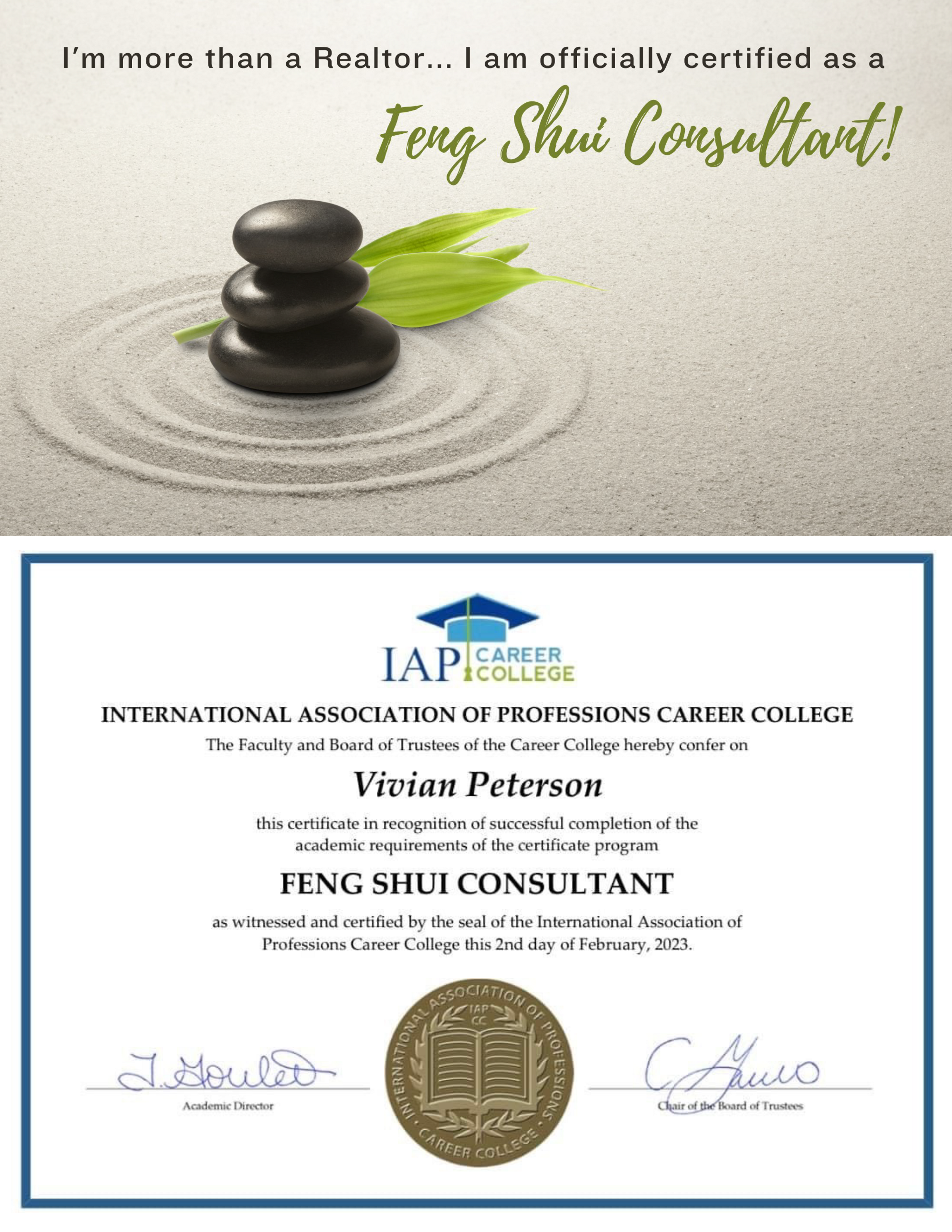 Vivian Peterson - Feng Shui Consultant Certification